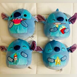 Disney Squishmallows 8” Plush Stitch Watermelon Fries Scrump Bundle Set of 4 NWT